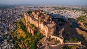 Aerial view of Jodhpur and the surrounding Marwar villages